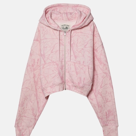 Bubblegum Camo Cropped Zip Hoodie - Picture 1 of 2